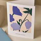Birthday Wishes Floral Bloom Card - Blue