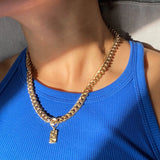 Fuchsia Curb Chain Necklace - Gold