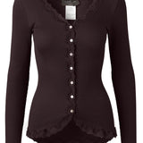 RWBabette V-neck Lace Cardigan - Mole