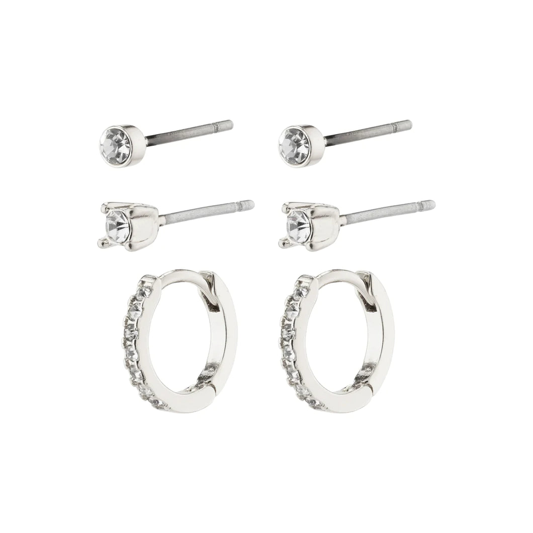 Pilgrim Sia 3-in-1 Earrings Set- Silver