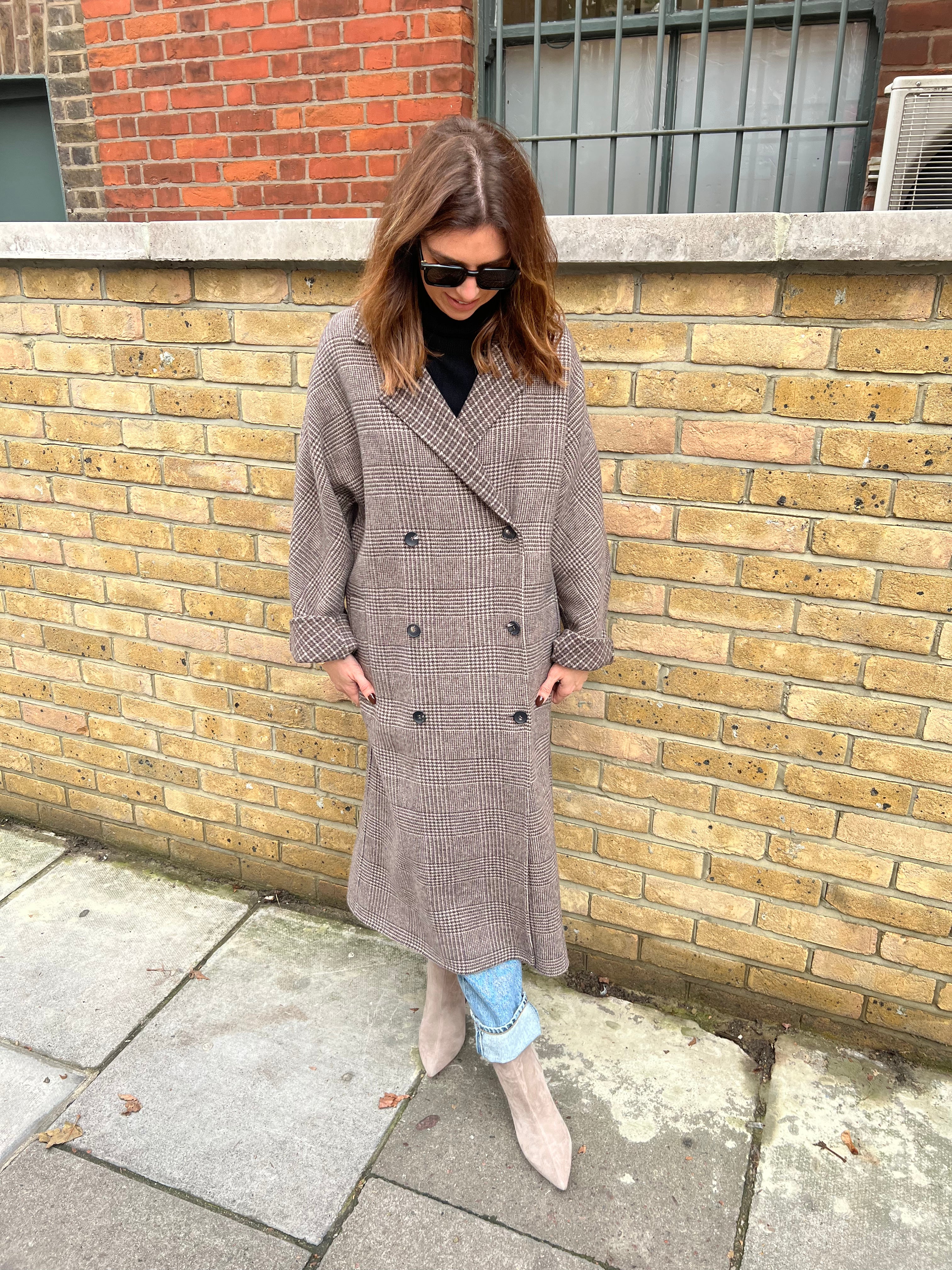 Annie Paris Claudia Coat - Brown Check