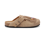 Dandara Suede Fringe Clogs - Sand