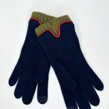 Wool & Cashmere Leather Trim Gloves - Marino