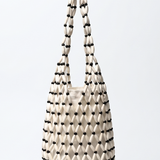 Pia Wooden Beaded Bag - White/Black