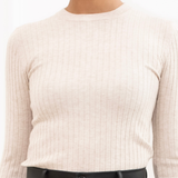 Gabby Ribbed Top - Beige Melange