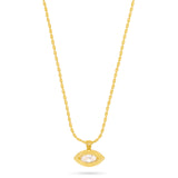 Ridged Eye Pendant Necklace - CZ