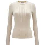 Gabby Ribbed Top - Beige Melange