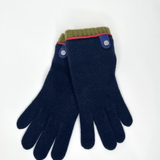 Wool & Cashmere Leather Trim Gloves - Marino