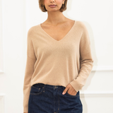 Camilla V-neck Jumper - Light Camel