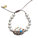 Althaia Oval Shell Bracelet - Blue