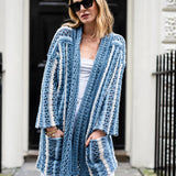 Sicily Crochet Cardi - Blue Stripe