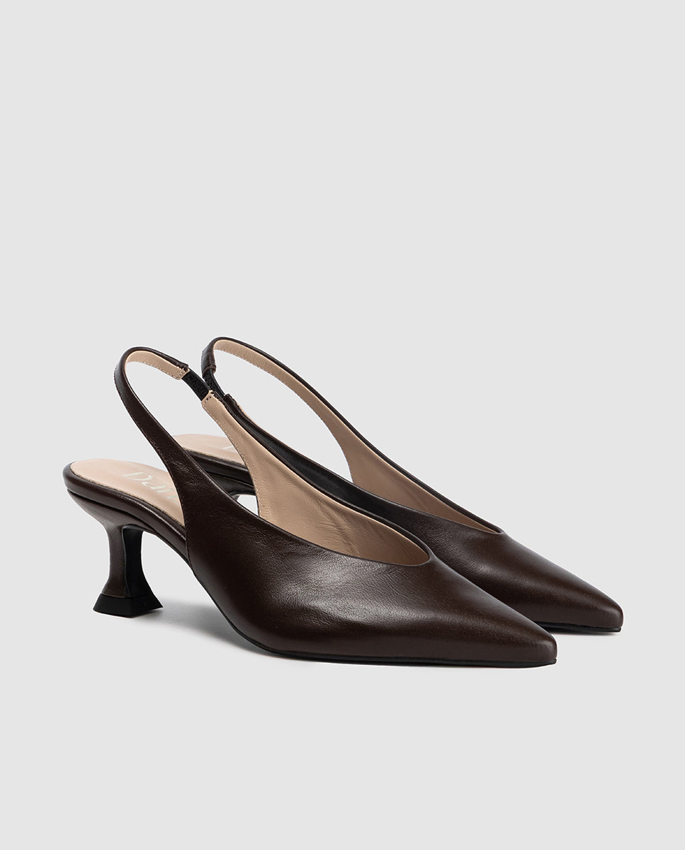 Dansi 8413A Slingback Heels - Chocolate