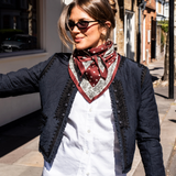 Polka Dot Paisley Border Scarf – Wine Red