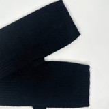 Wool & Cashmere Solid Fingerless Gloves - Black