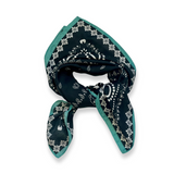 Bandana Square Neck Scarf - Black Forest/Mint
