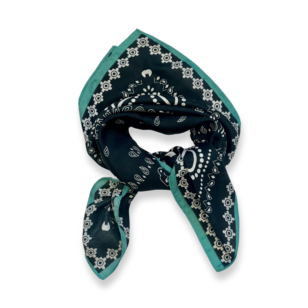 Bandana Square Neck Scarf - Black Forest/Mint