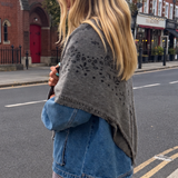 Large Cashmere Square Bandana Scarf - Grey