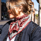 Polka Dot Paisley Border Scarf – Wine Red
