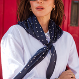 Classic Polka Dot Scarf – Navy