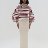Achira Sweater - Ivory/Burgundy