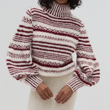 Achira Sweater - Ivory/Burgundy