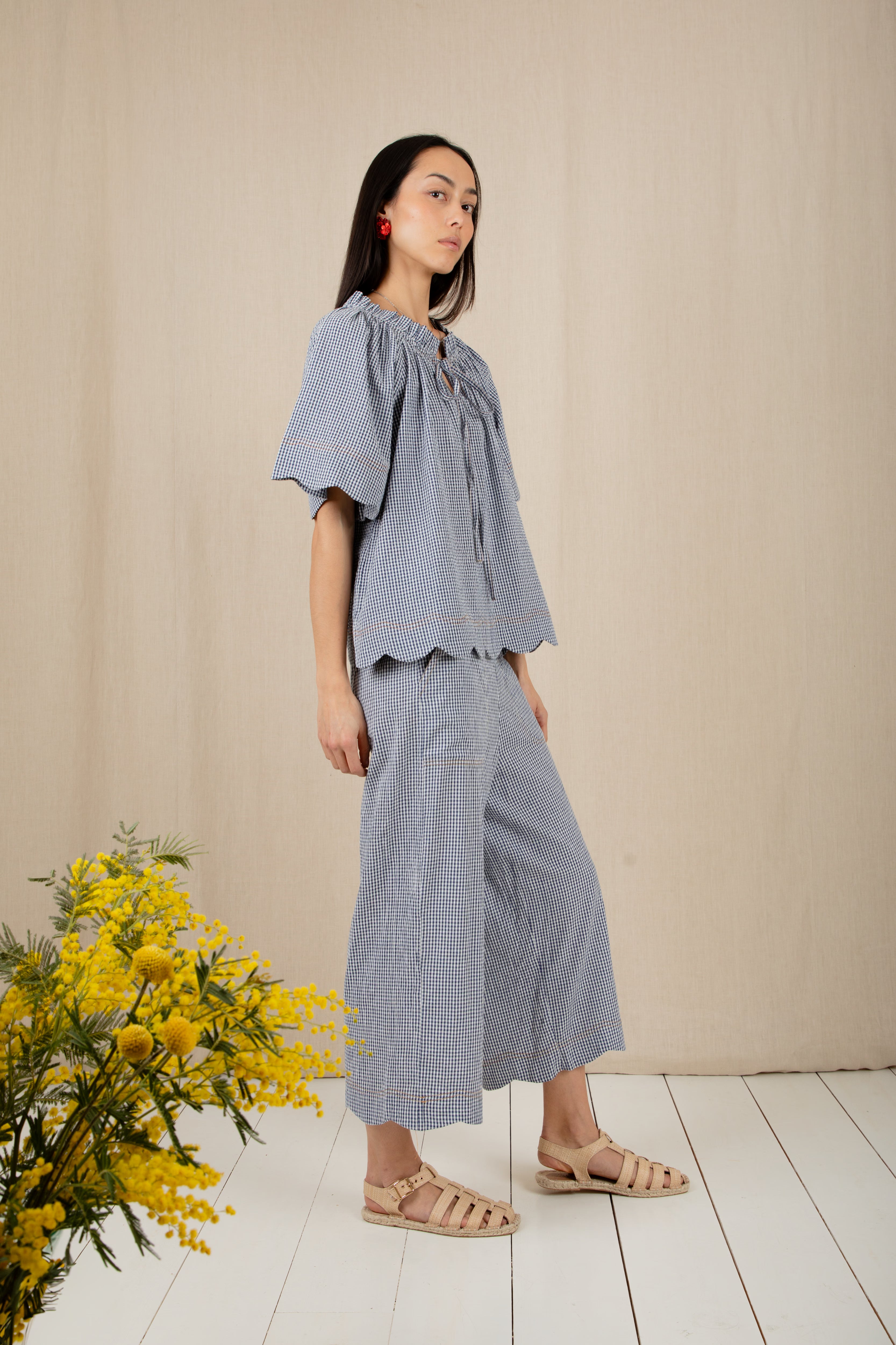 Aide Trousers - Navy Gingham