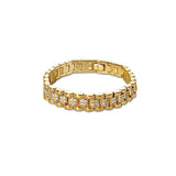 Cubic Zirconia Chunky Watch Band Bracelet - Gold