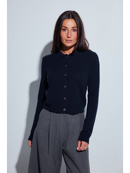 Arctic Verbier Polo Cardigan  - Navy