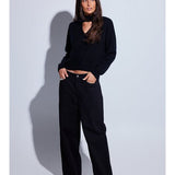 Isola Chunky Mock Neck Jumper - Black