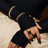 Cubic Zirconia Chunky Watch Band Bracelet - Gold