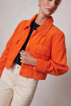 Load image into Gallery viewer, Labdip Boxy Trendy Cord Jacket - Tangerine
