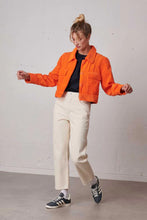 Load image into Gallery viewer, Labdip Boxy Trendy Cord Jacket - Tangerine
