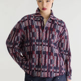 Aet Knitted Overshirt - Burgundy Jacquard