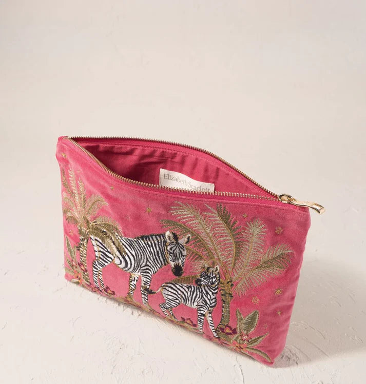 Wild Zebra Palm Everyday Pouch - Blush Pink