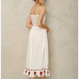 Carmi Emb Dress - Ecru/Red