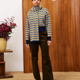 Tonkinois Cardigan And Scarf Set - Navy Stripe