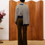Tonkinois Cardigan And Scarf Set - Navy Stripe