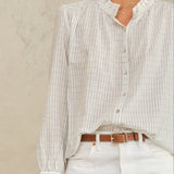 Chrissie L/S Top - Ecru Check