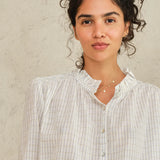 Chrissie L/S Top - Ecru Check
