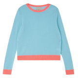 Contrast Crew Jumper - Aqua/Coral