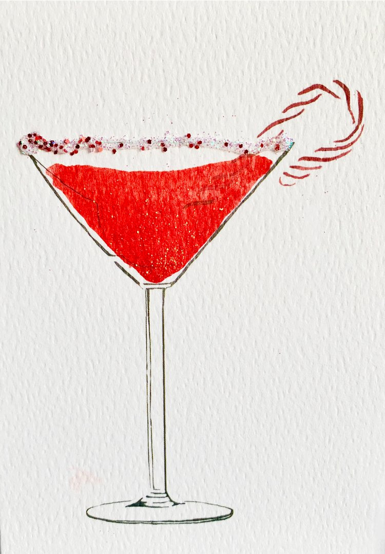 Candy Cane Martini Card