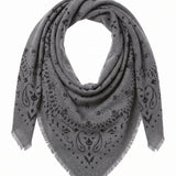 Large Cashmere Square Bandana Scarf - Grey