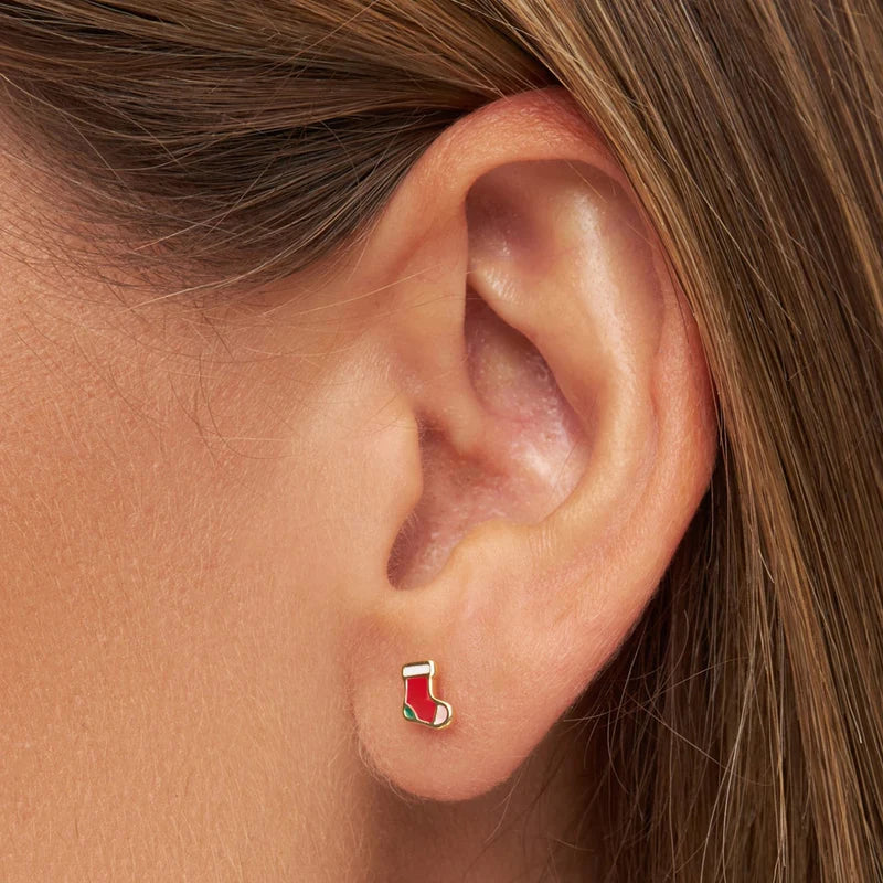 Christmas Sock 1 PCS Earring - Gold