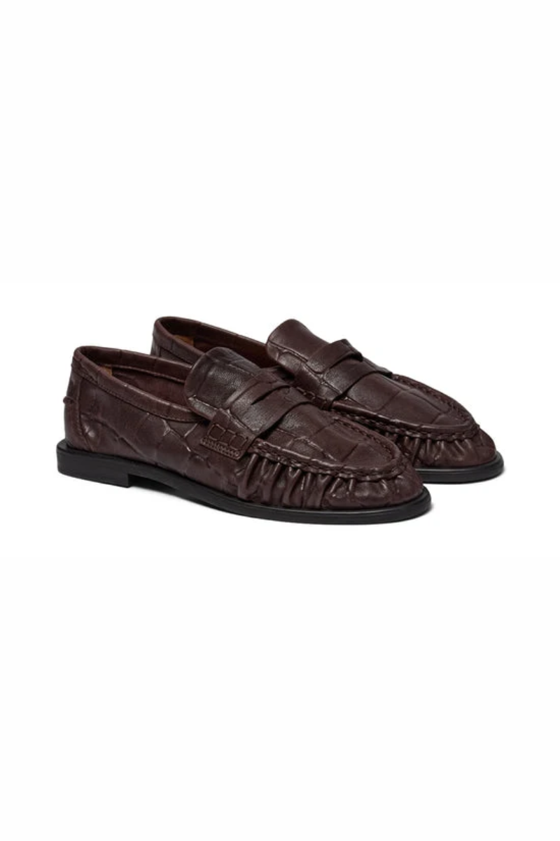 PAElmira Croco Loafers - Brown