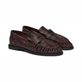 PAElmira Croco Loafers - Brown