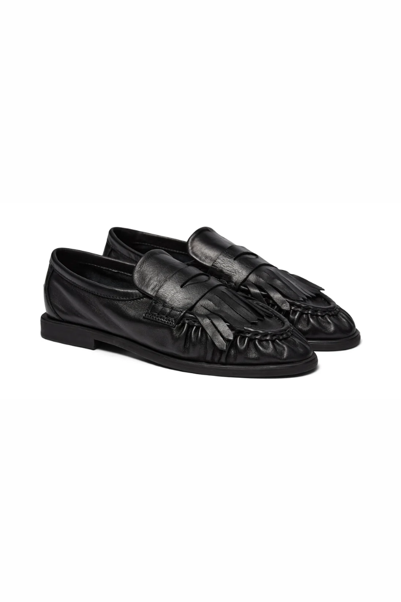 PAElmira Fringle Loafers - Black