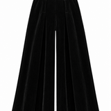 Wide Leg Trousers - Black Velvet