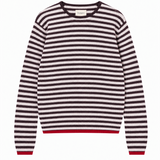 Tipped Little Stripe Crew - Merlot/Jasmine