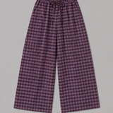 2967 Gingham Seersucker Balloon Trousers - Purple