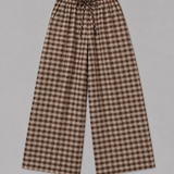 2967 Gingham Seersucker Balloon Trousers - Brown/Beige